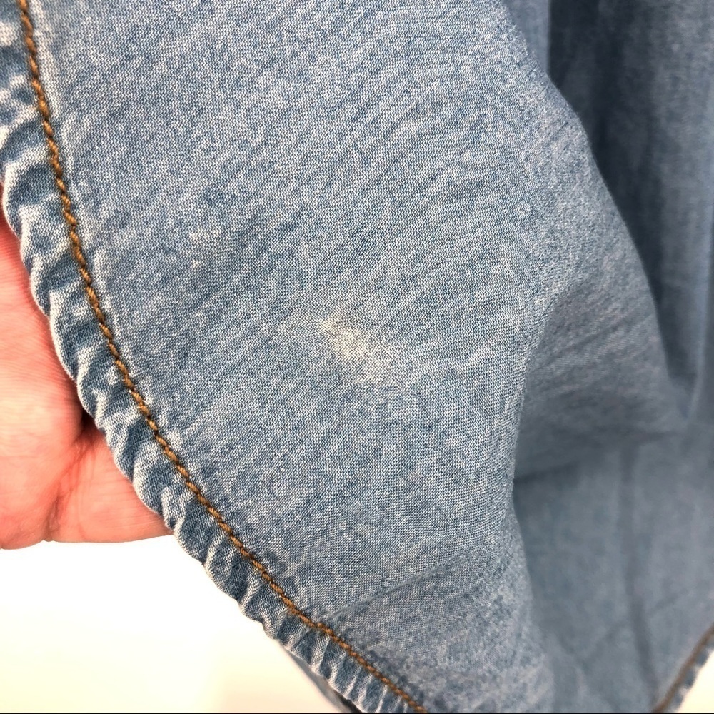 CABI Small Chambray Snap Front Long Sleeve Blouse - Picture 4 of 7